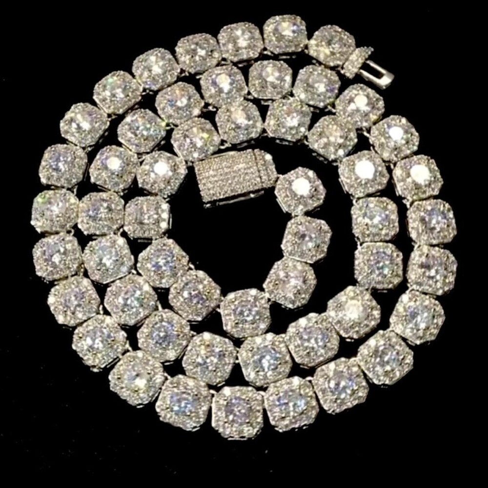Silver 20 Mm Iced Out Diamond 6 B 6 A